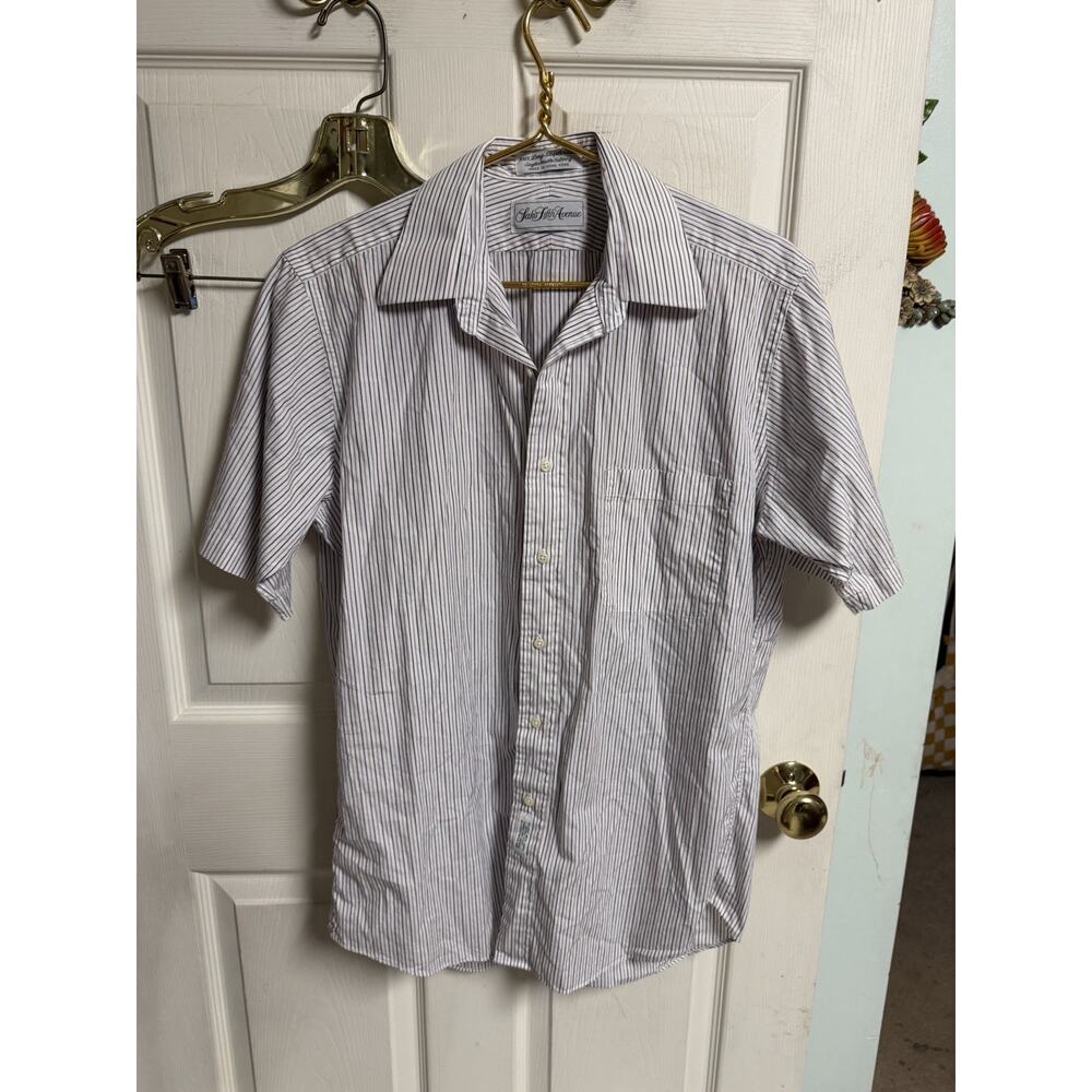 Saks Fifth Ave Vnt Button Down Shirt Striped Cotton Single Needle Thin 15.5